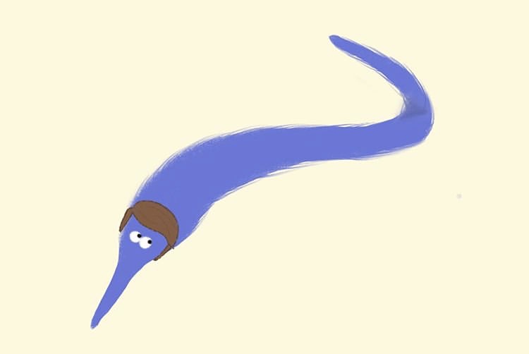 Me drawn as a string worm