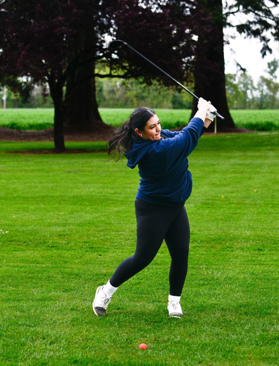 Senior Bella Kinghorn plays at the MWC Conference tournament at the Springhill Golf Course on April 15.