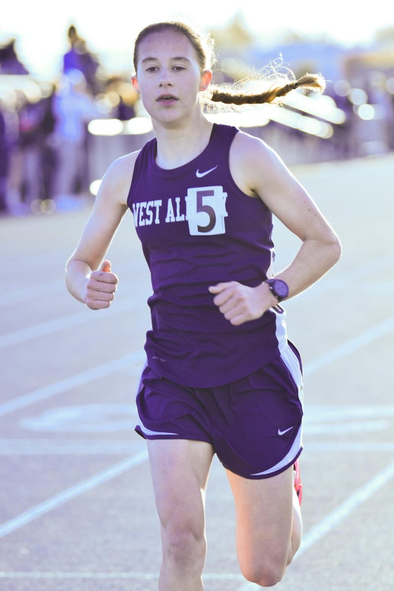 Senior Hailey Blaine competes at a home league meet on April 4. 