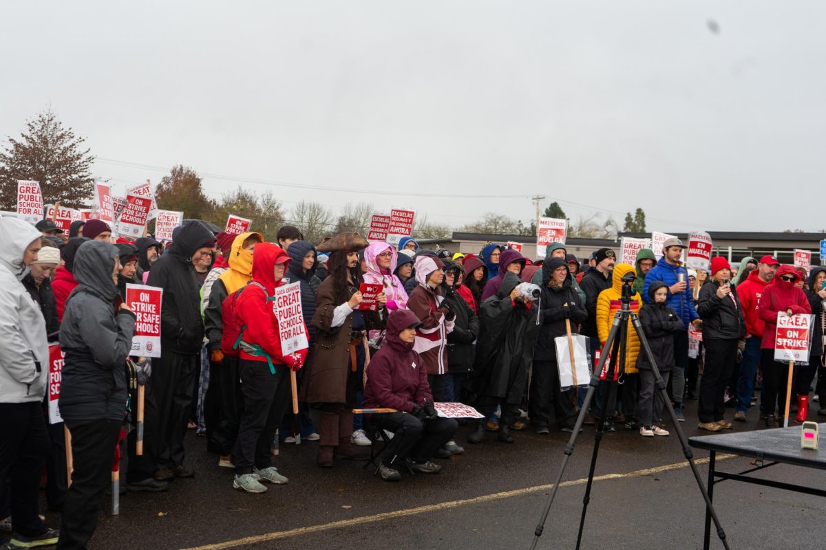 Strikers rally at Memorial Middle School on Jan. 9, 2024. 