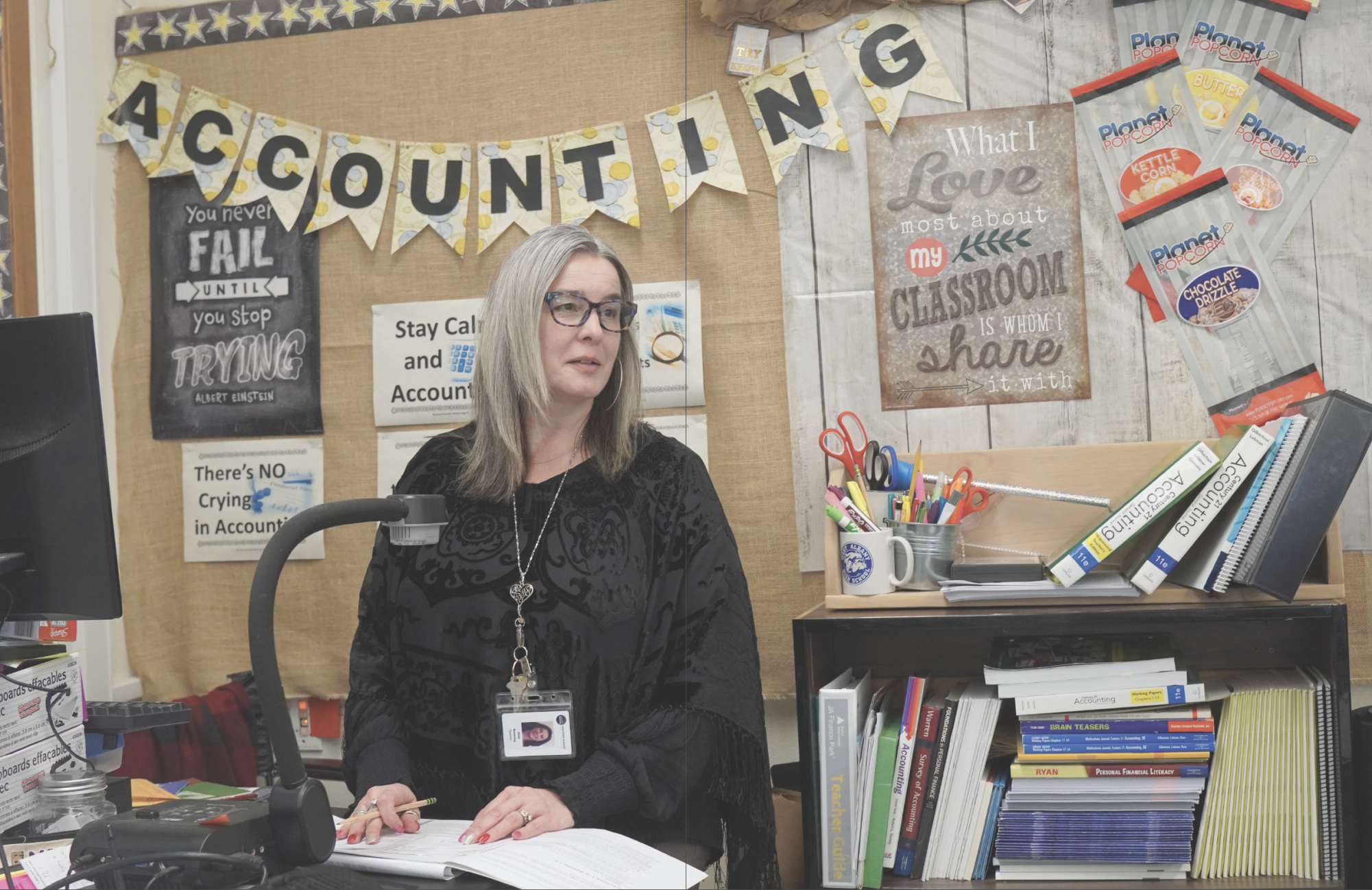 Business teacher Joey Running teaching in her classroom