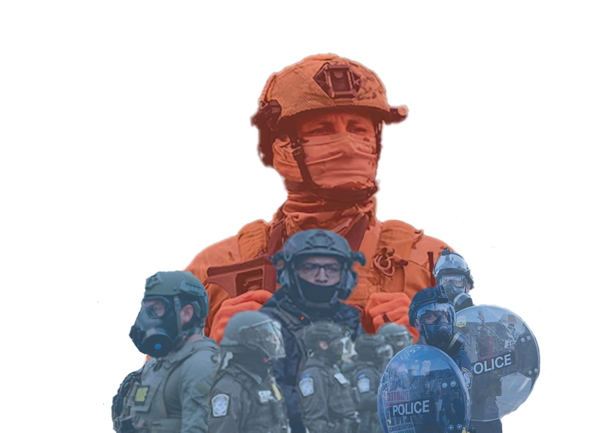 Original images from Oregon Public broadcasting depicting police officers and ICE agents in the streets of Portland Oregon during protests and other occasions.